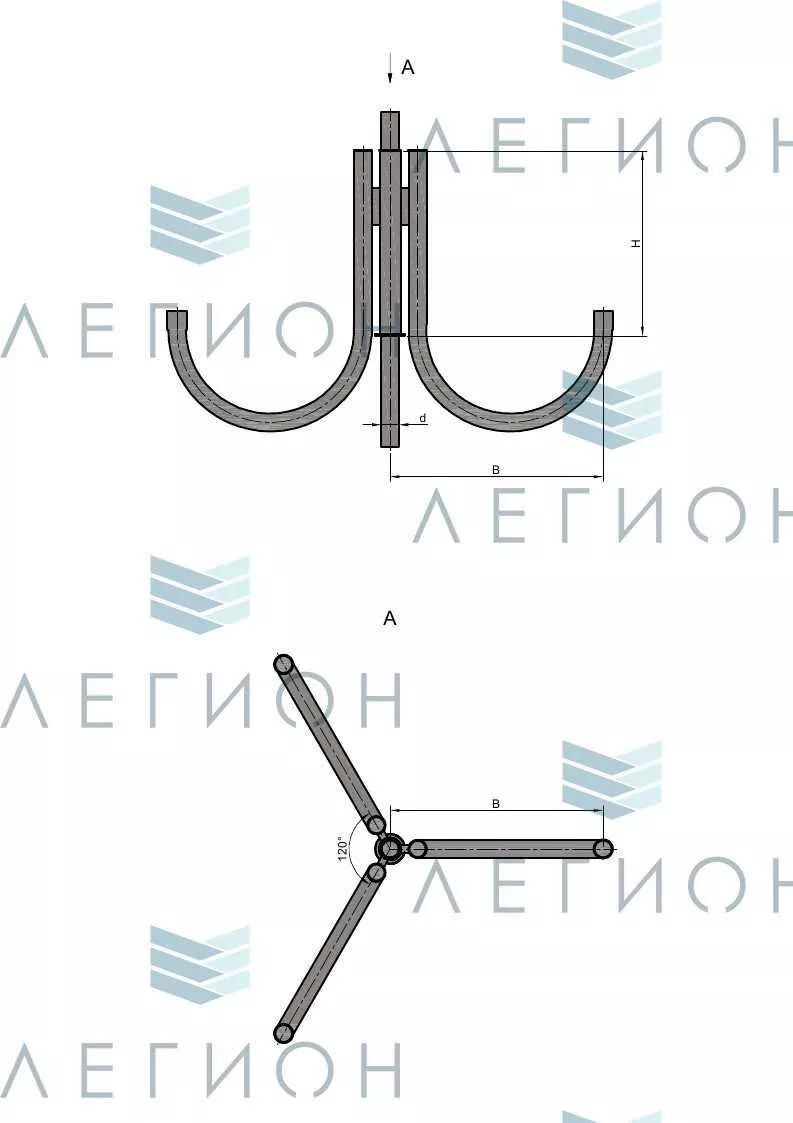 К33-0,6-0,5-0-5 кронштейн четырехрожковый